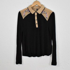 BDG Sheer Western Collar Long Sleeve Tee